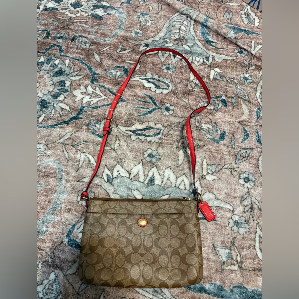 Small Coach Signature Brown Crossbody Purse